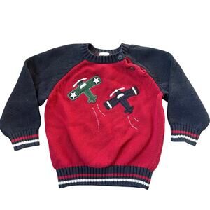 Gymboree Ace Pilot Holiday Red Airplane Sweater 18-24M